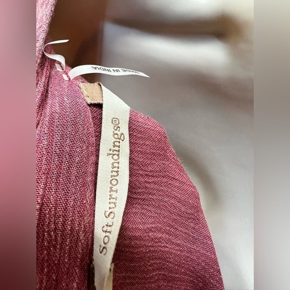 Soft Surroundings Gauze long sleeve 3/4 button Closure raspberry top - Picture 2 of 6